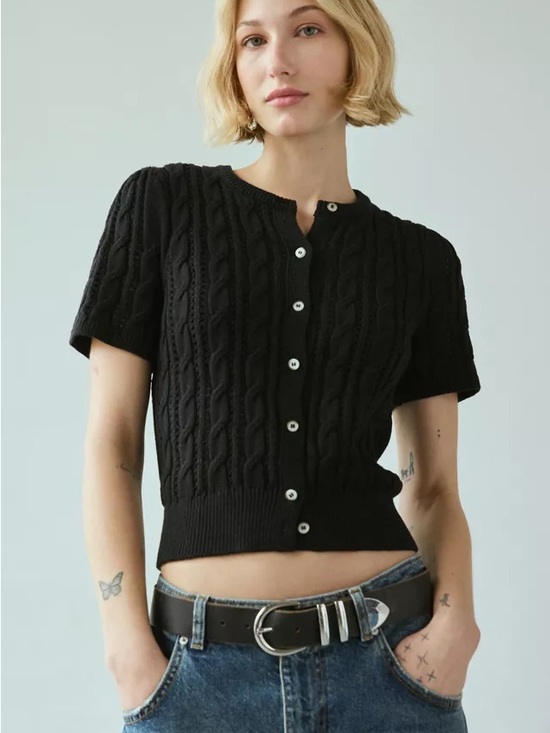 Urban Outfitters Sweaters - Kimchi Blue Vivian Cable Knit Short Sleeve Cardigan